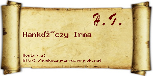Hankóczy Irma névjegykártya